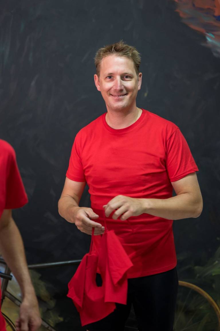 Andy Schleck, décontracté, lors de la séance de shooting