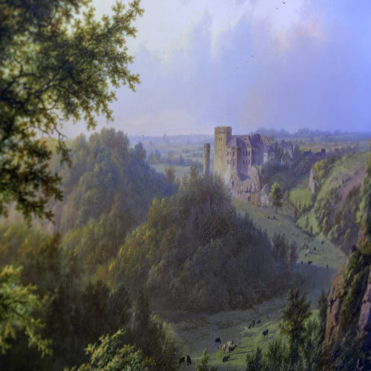 Vue de la vallée de l'Eisch à Luxembourg, avec le château de Hollenfels en arrière-plan (1847), par Barend Cornelis Koekkoek