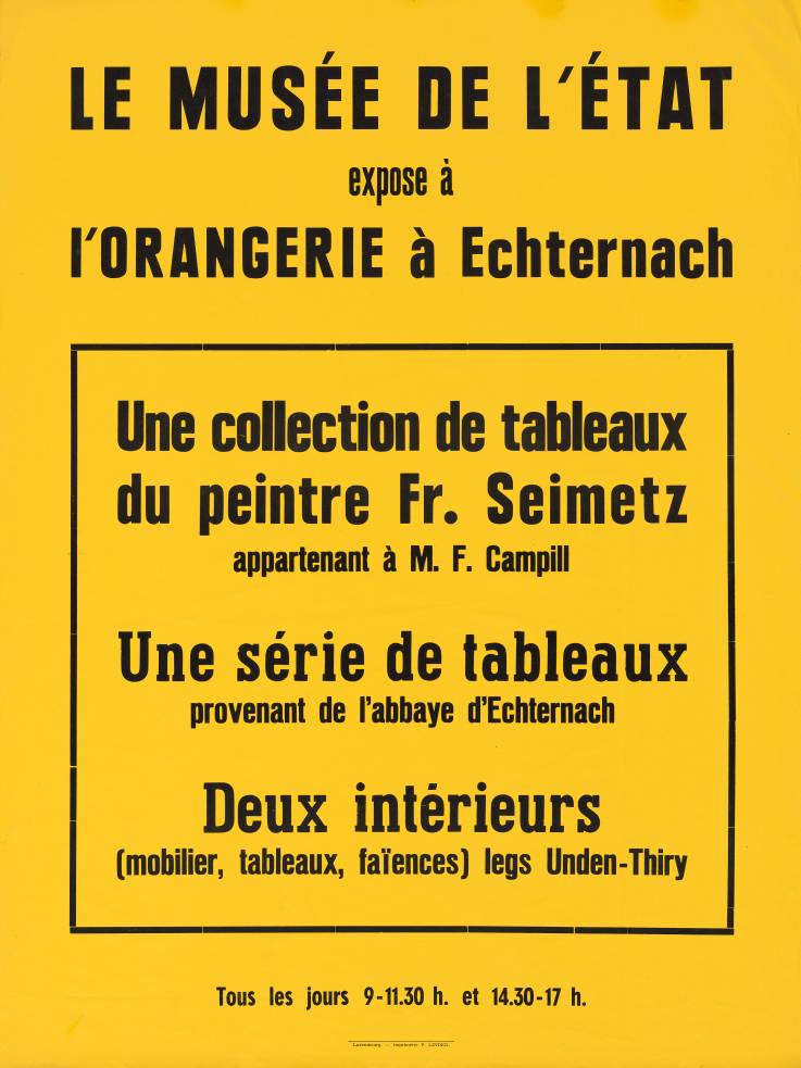 Affiche de l'exposition à l'Orangerie à Echternach, annexe du Musée de l'État de 1953 à 1966